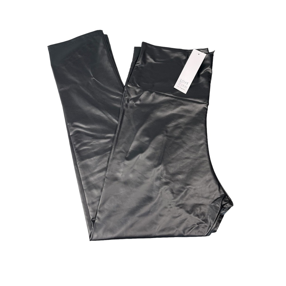 Love Ryan‎ NWT Women's Faux Leather Poly/Spandex Black Stretch Pants Size 2X